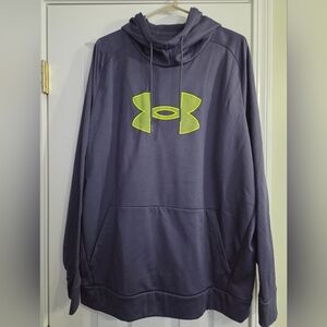 Under Armour Men's Navy and Neon Green Hoodie